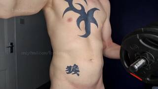 Tattooed ginger lad body and biceps