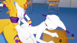 Digimon Yaoi - Renamon & Gatomon having hard sex