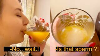 Cum in a glass of juice stepsister swallowed and wanted more
