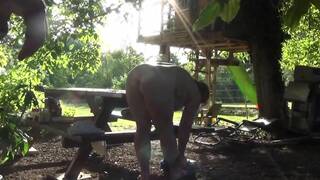 HELENE on the table in the garden