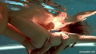 Olla Oglaebina and Irina Russaka sexy nude girls in the pool