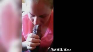 Submissive White bitch chokes down huge BBC