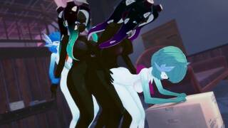 Futa Orgy: Gardevoir and Marina have a all out clone gangbang