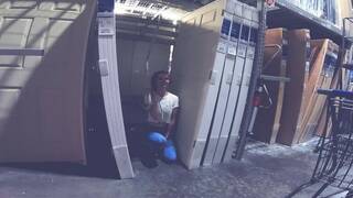 Submissive friend sucks me dry in Lowe's & Home Depot - Facial!