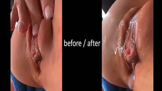 Fucked a tender pussy and filled it with sperm. Unusual point of view