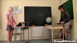 Teen schoolgirl fucked alongside teacher