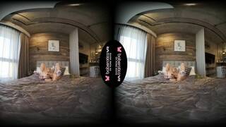 Solo blonde babe Mika is masturbating all day in VR