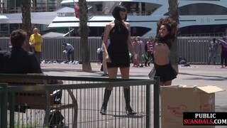 Public whipped smalltits babe by master and mistress outdoor