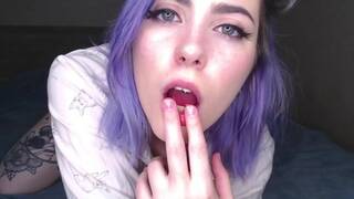 Girl talks to you sweetly while masturbating your cock POV