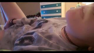 Cute white teen girl fingers herself
