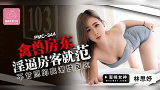 Horny woman having sex with landlord