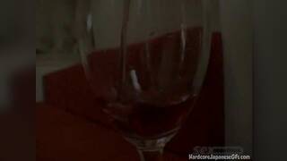 Busty japanese babe sucks on cock