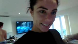 Horny brunette gets pounded hard in the kitchen after shower live at sexycamx