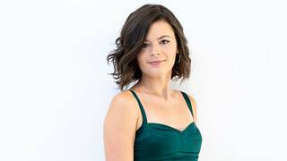 Sexy brunette Dharma rides cock on casting