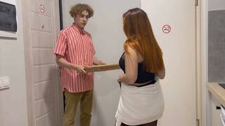 The delivery guy was shocked when she paid with her pussy