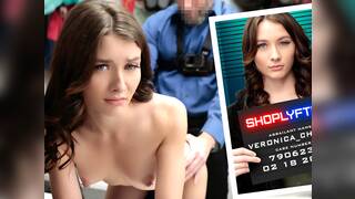 Tiny and lazy teen thief Veronica Church busted stealing from his store