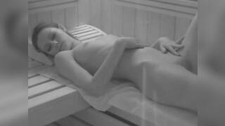 Slim girl filmed in the sauna and fucked