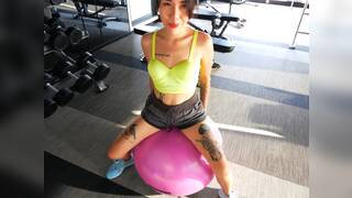 Amateur Thai MILF gym workout and sex with boyfriends big cock after