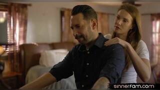 Kinky stepdaddy fucks stepdaughter pussy while alone