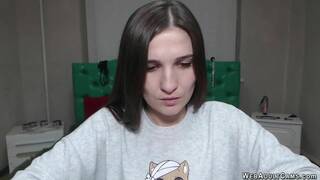 Small tits amateur fucks vibrator on webcam solo