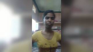 Slim girl showing tight boobs and pussy