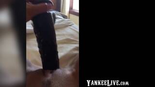 Girl’s masturbation with her new dildo