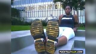 West Indies Negress shows her Big Black Feet and Soles
