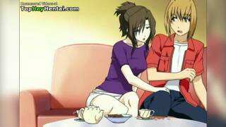 Sensual lady helps shy guy to cum