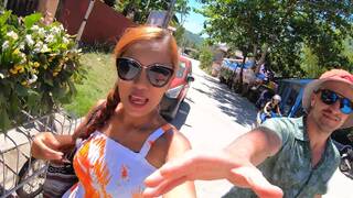 Amateur Thai European couple travel the world and have sex everywhere