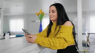 Gabriella Paltrova and Luna Star inside a kitchen in several different lesbian scenes