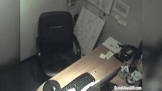 Naughty office teen enjoys solo masturbation