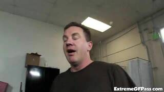 Cock whore rides dicks on filth mattress