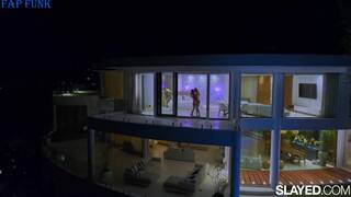 Merry Pie and Jia Lissa on a white bed lesbian, lesbian vibrator and lesbian dildo