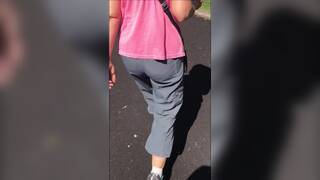 Candid girl in workout pants
