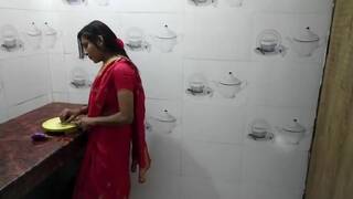 New married girl fucking husband's friend in kitchen