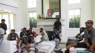 Petite Brunette Kylie Quinn Blowbangs A Group Of Big Black Mandingo Negro Cocks