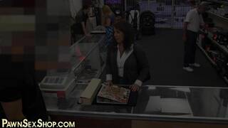 MILF Pawnshop customer fucked in POV from behind by boss