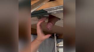 Close up handjob blowjob milking through a glory hole