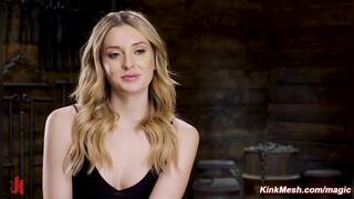 Blonde locked against the wall and fingered