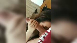 Sexy cheating wife sucking big white cock