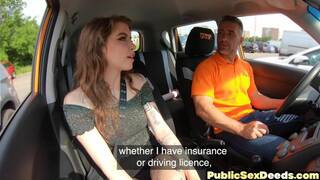 Amateur driving tattooed babe fucked outdoor in public