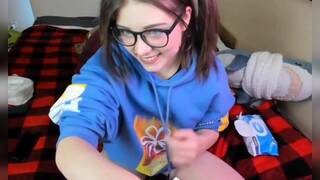 Nerdy teen playing on cam