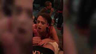 Hot babe gets creampied on the 4th of July in front of everyone at a huge p