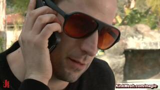 Muscular debt collector fucks MILF in bondage