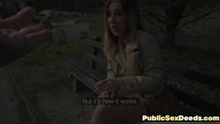Public Euro bae in stockings doggystyle outdoor POV