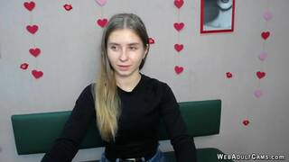 Blonde flashing ass in red thong on webcam show