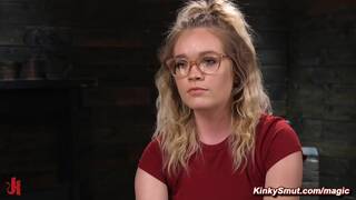 Blonde chained and blindfolded by captor The Pope