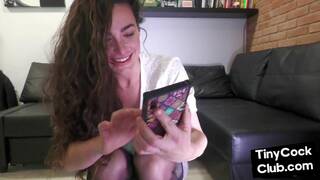 SPH college domina jerks small cock of pathetic fat loser