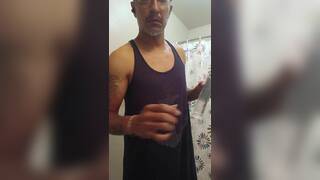 Sexy femboy plays with her new toy in bathroom