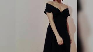 Ebony Teen in Stockings Strips and Masturbates to Orgasm